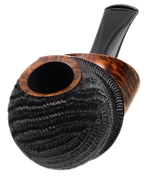 Ping Zhan Partially Rusticated Reverse Calabash Bent Apple with Boxwood