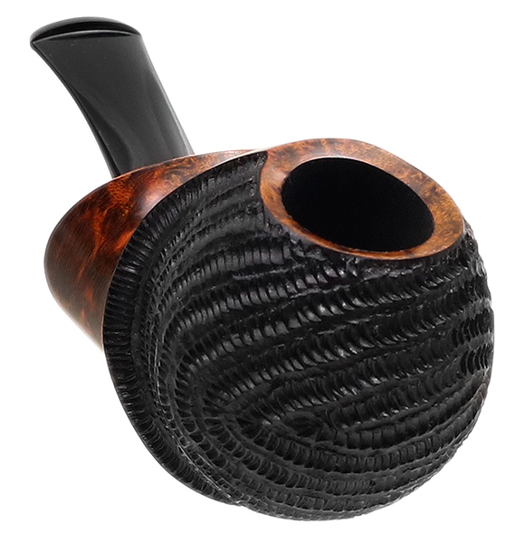 Ping Zhan Partially Rusticated Reverse Calabash Bent Apple with Boxwood