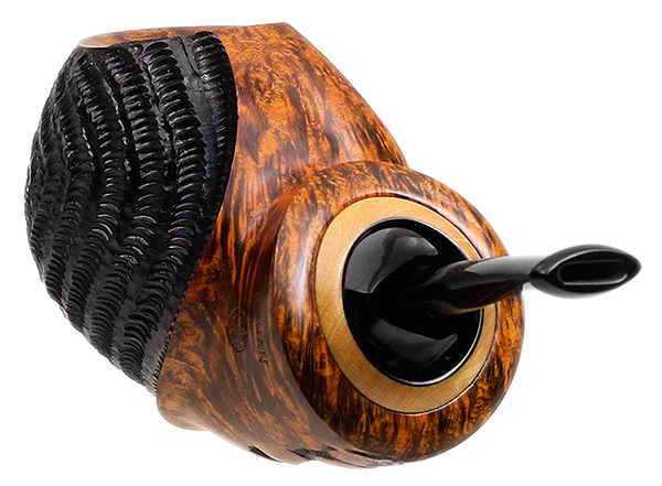 Ping Zhan Partially Rusticated Reverse Calabash Bent Apple with Boxwood