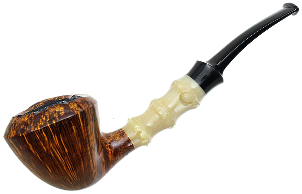 Ping Zhan Smooth Bent Dublin with Bamboo Carved Horn