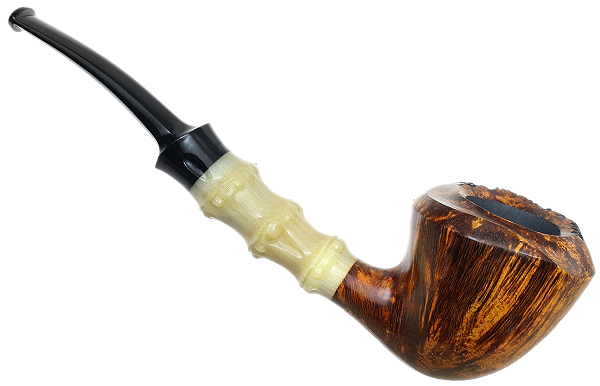 Ping Zhan Smooth Bent Dublin with Bamboo Carved Horn