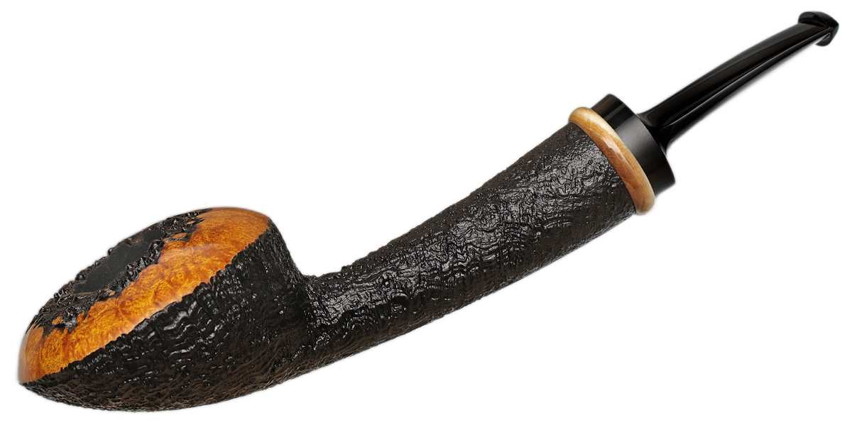 Partially Sandblasted Long Shank Dublin with Mammoth (503) Tobacco Pipe