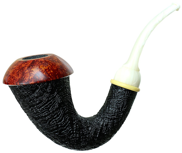 BriarWorks Dark Sandblasted Magnetic Calabash with Light Smooth Cap