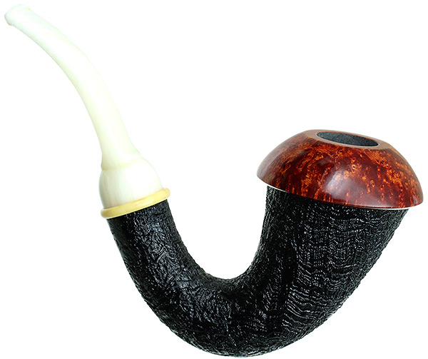 BriarWorks Dark Sandblasted Magnetic Calabash with Light Smooth Cap