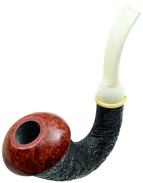 BriarWorks Dark Sandblasted Magnetic Calabash with Light Smooth Cap