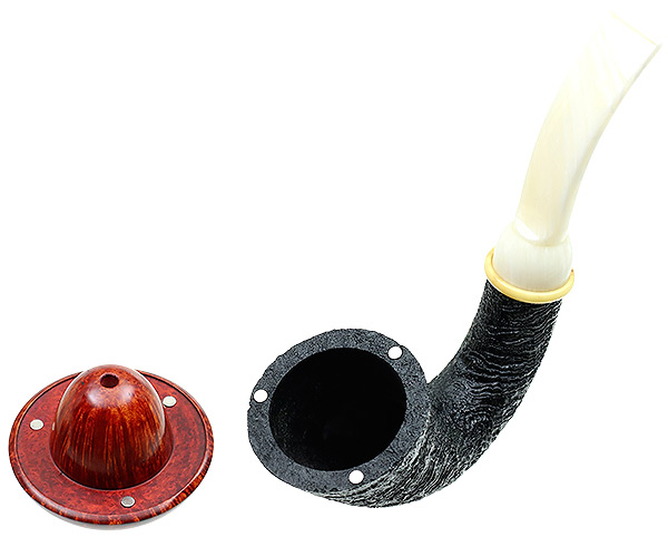 BriarWorks Dark Sandblasted Magnetic Calabash with Light Smooth Cap