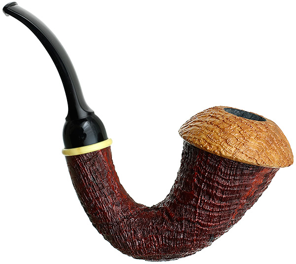 BriarWorks Crimson Sandblasted Magnetic Calabash with Light Sandblasted Cap