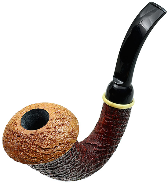 BriarWorks Crimson Sandblasted Magnetic Calabash with Light Sandblasted Cap
