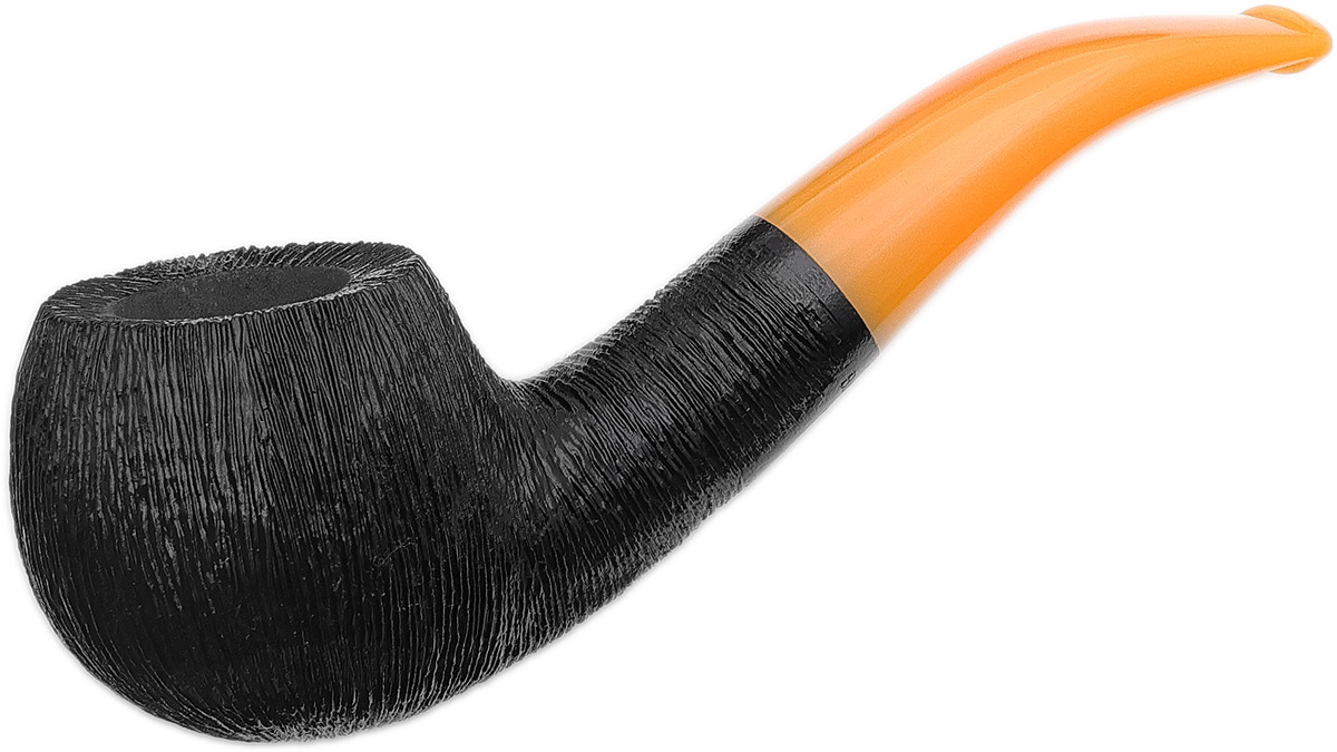 BriarWorks Classic Dark Rusticated with Amber Stem (C101)