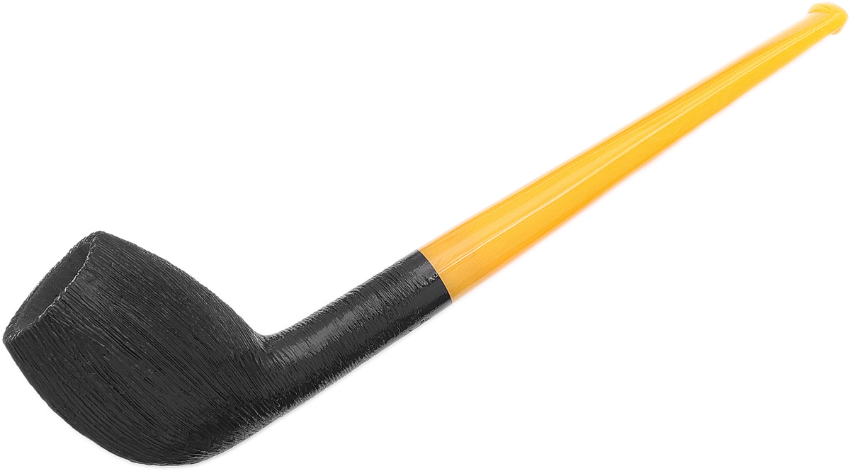 BriarWorks Classic Dark Rusticated with Amber Stem (C142)