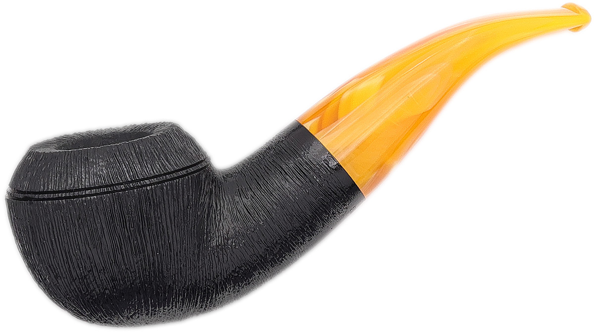 BriarWorks Classic Dark Rusticated with Amber Stem (C111)
