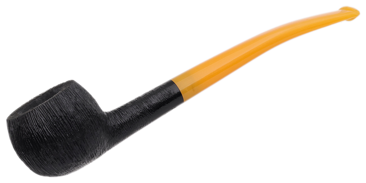 BriarWorks Classic Dark Rusticated with Amber Stem (C121)