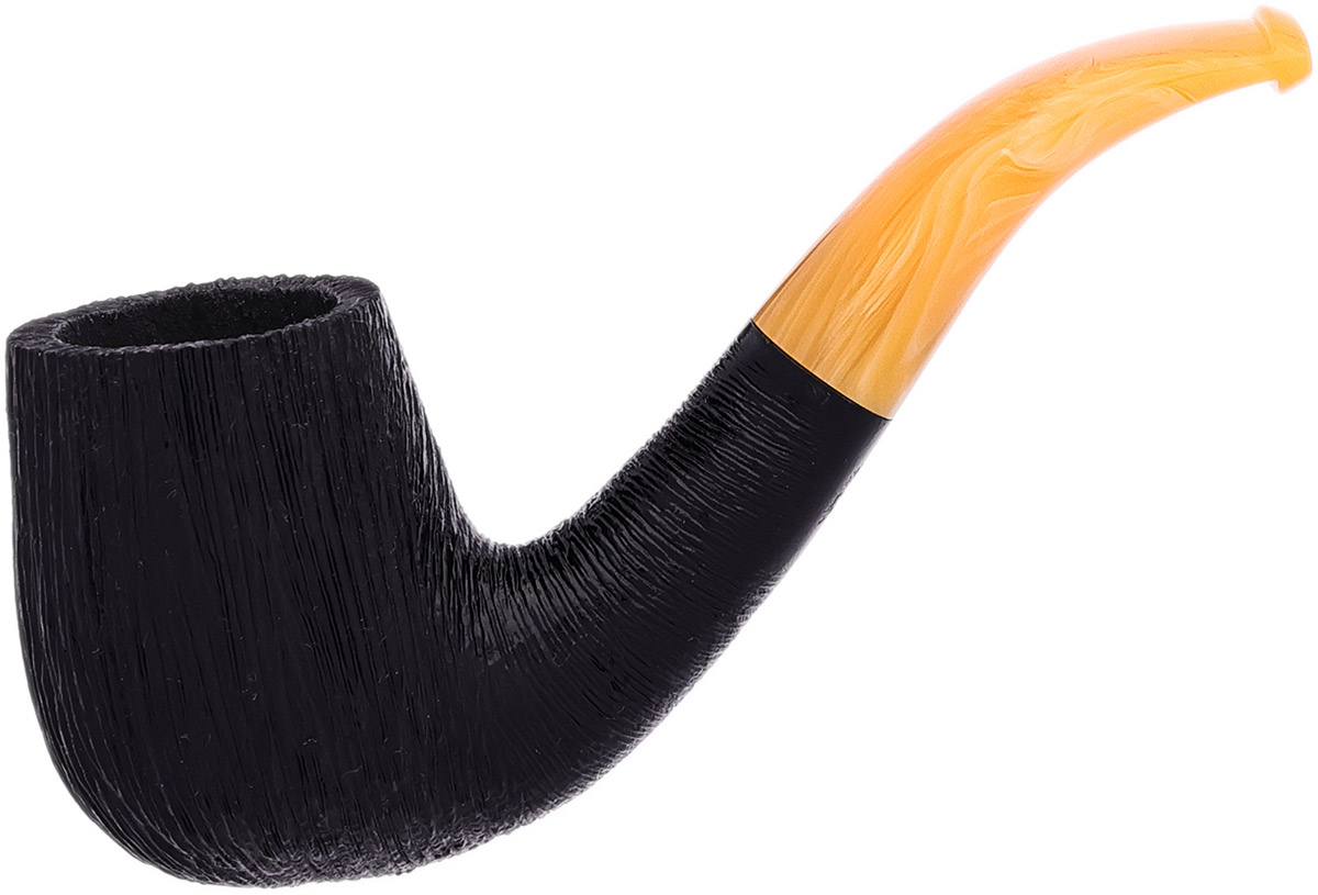 BriarWorks Classic Dark Rusticated with Amber Stem (C13S)