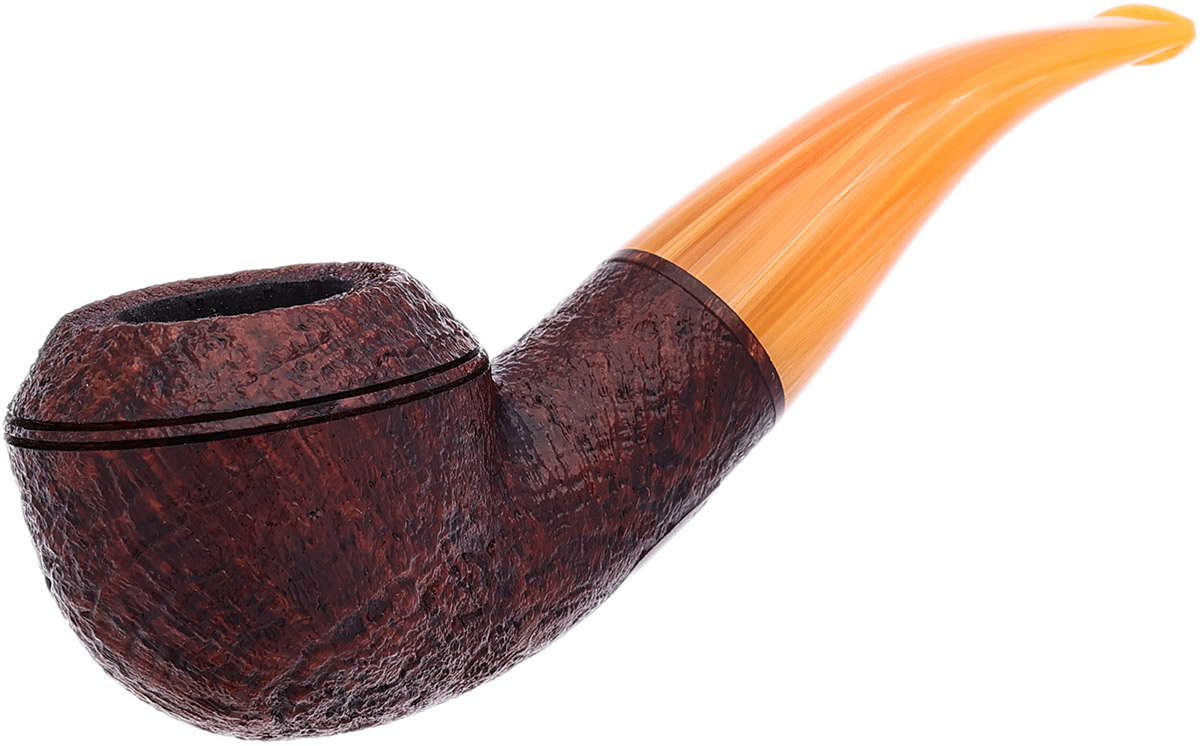 Classic Brown Sandblasted with Amber Stem (C111) Tobacco Pipe