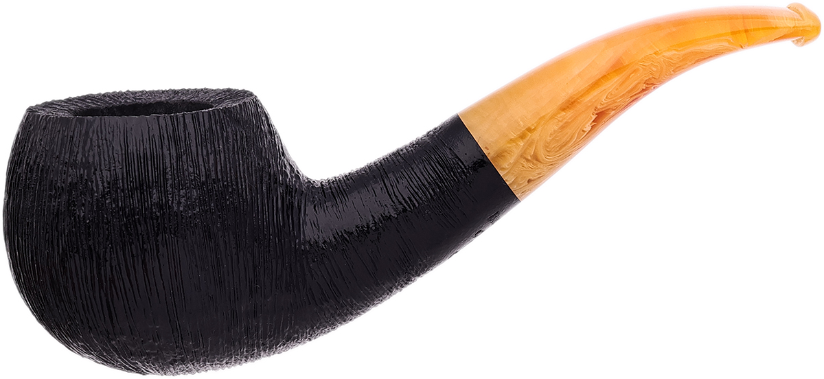 BriarWorks Classic Dark Rusticated with Amber Stem (C101)