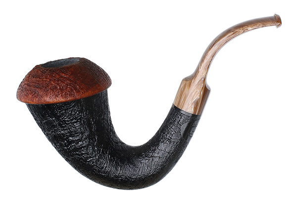 BriarWorks Signature Dark Sandblasted Magnetic Calabash with Crimson Sandblasted Cap