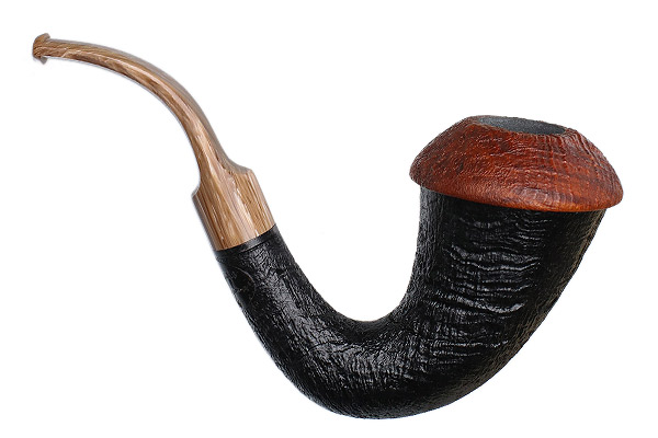 BriarWorks Signature Dark Sandblasted Magnetic Calabash with Crimson Sandblasted Cap