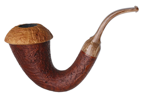 BriarWorks Signature Crimson Sandblasted Magnetic Calabash with Light Sandblasted Cap