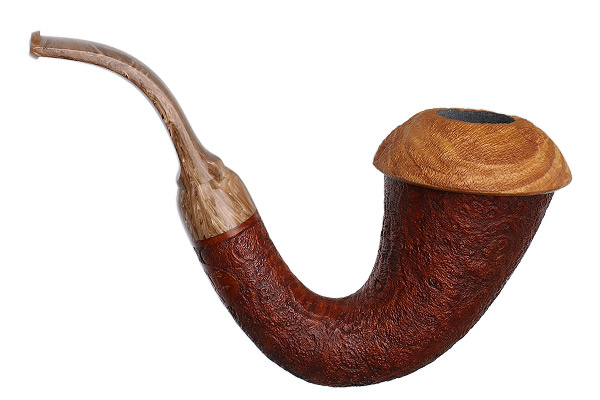 BriarWorks Signature Crimson Sandblasted Magnetic Calabash with Light Sandblasted Cap