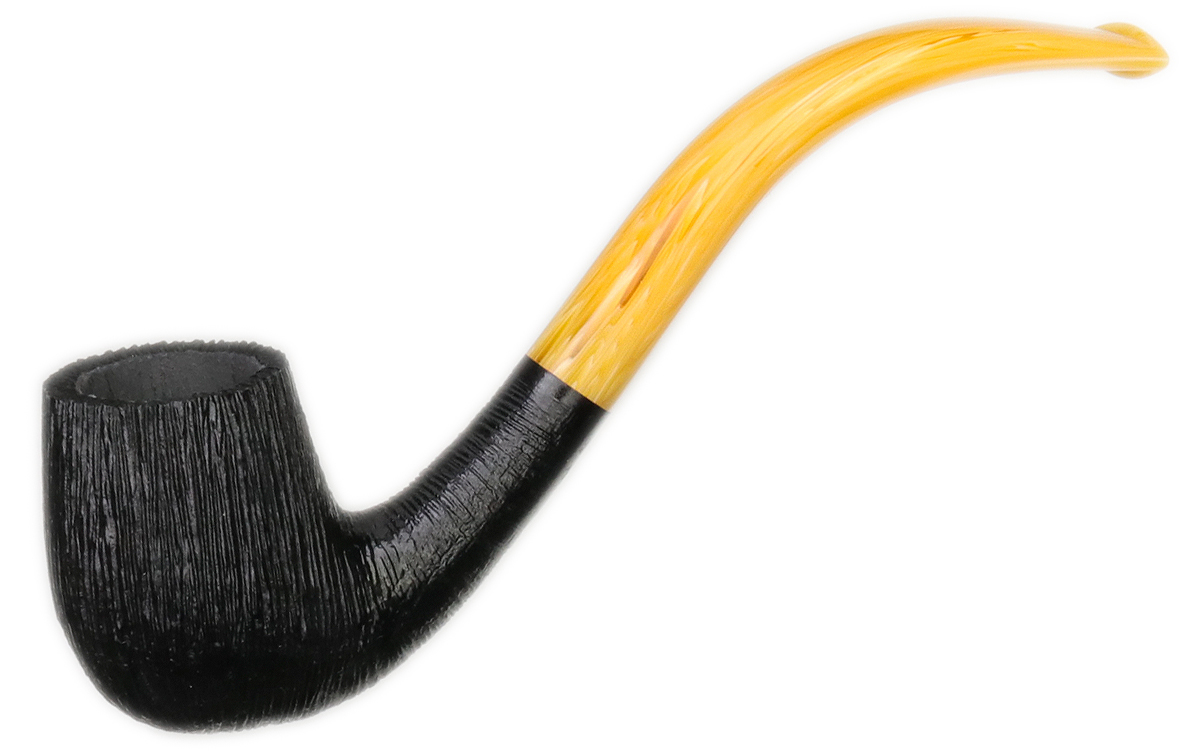 BriarWorks Classic Dark Rusticated with Amber Stem (C13)