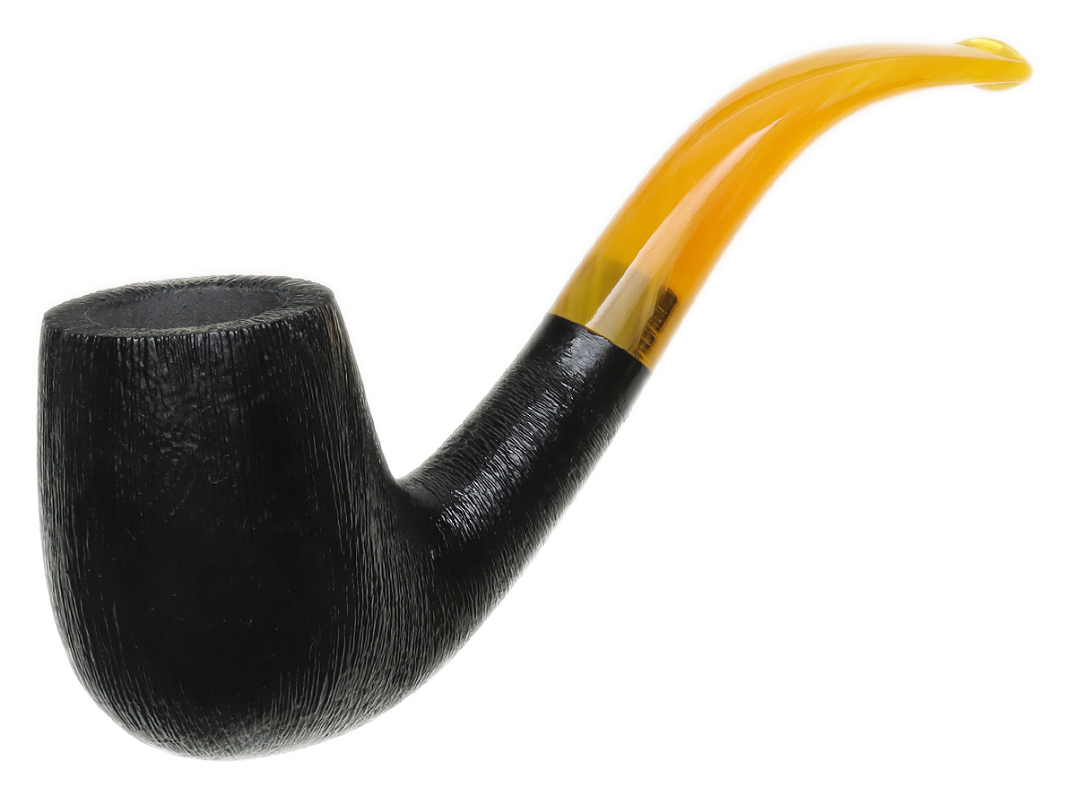 BriarWorks Classic Dark Rusticated with Amber Stem (C12)