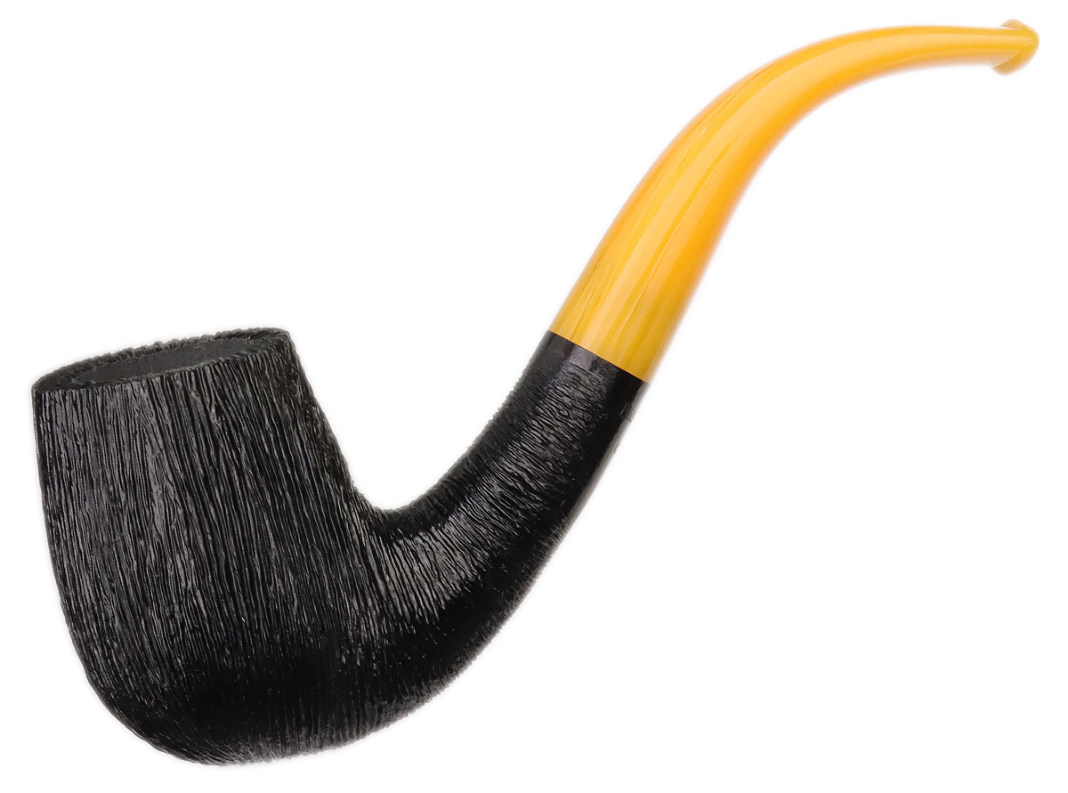 BriarWorks Classic Dark Rusticated with Amber Stem (C12)