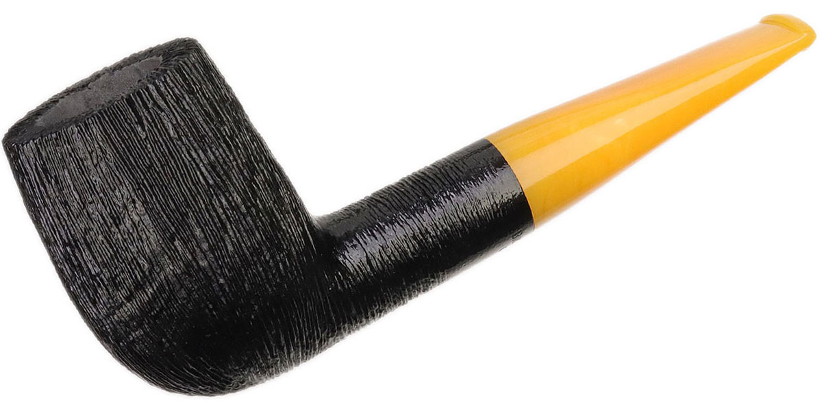BriarWorks Classic Dark Rusticated with Amber Stem (C22)