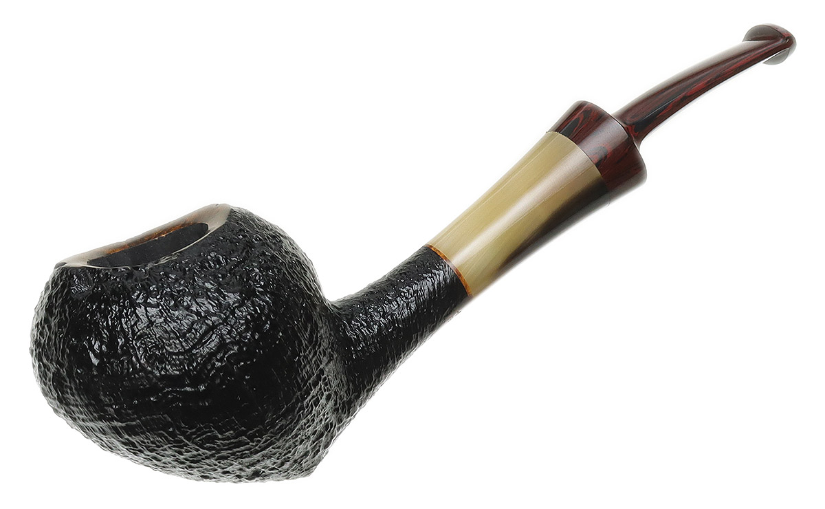 Davide Iafisco: Sandblasted Acorn with Horn Tobacco Pipe