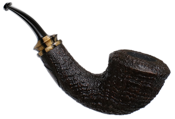 Jody Davis Sandblasted Calabash with Black and White Ebony (Friar) (A18) (13)