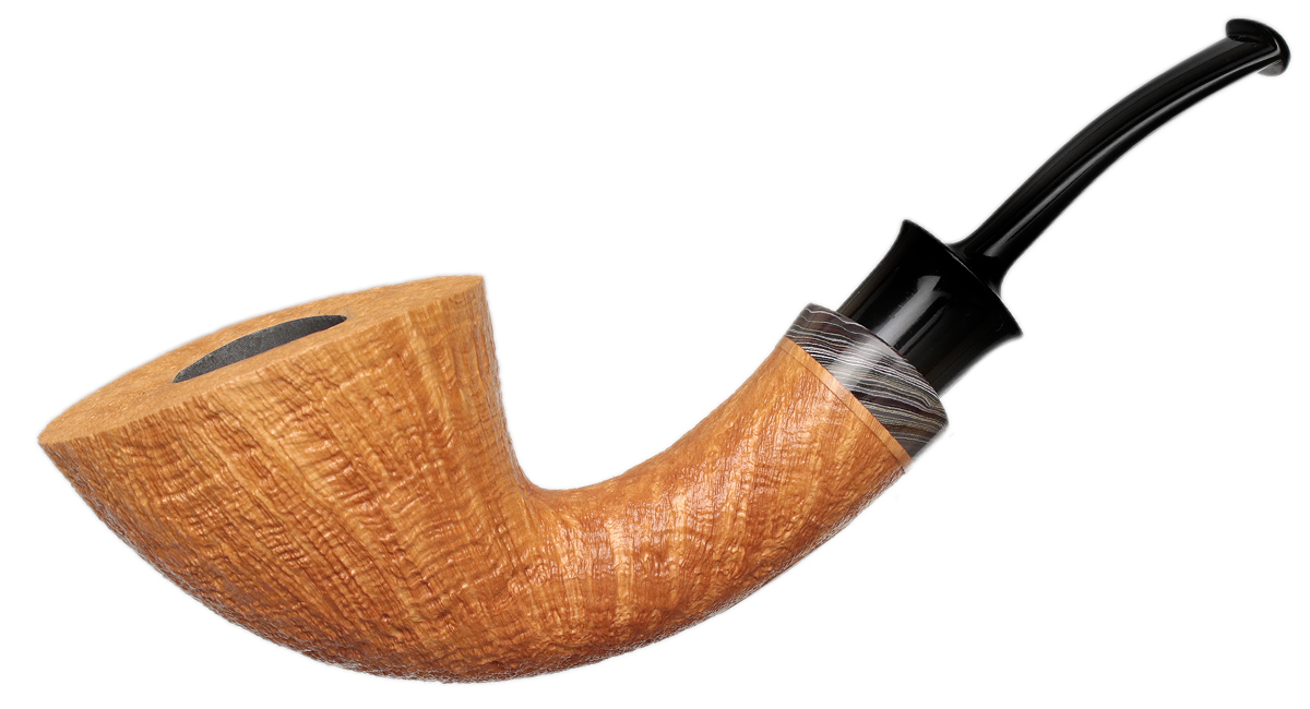 Bill Shalosky Sandblasted Bent Dublin with Fordite (433)