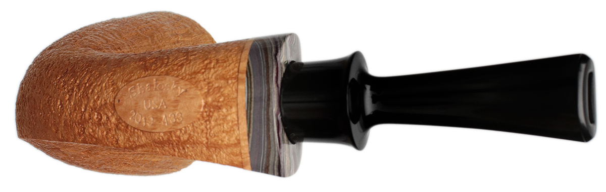 Bill Shalosky Sandblasted Bent Dublin with Fordite (433)