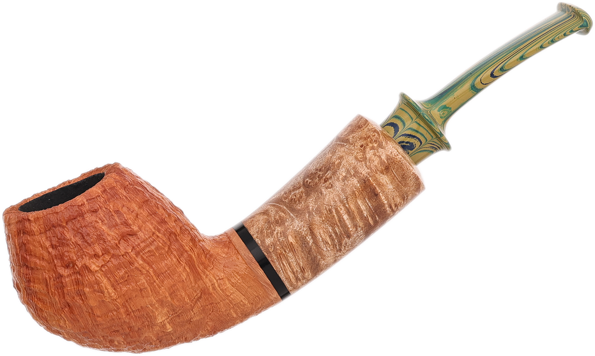Sandblasted Bent Egg with Big Leaf Maple Burl (840) (2026) Tobacco Pipe