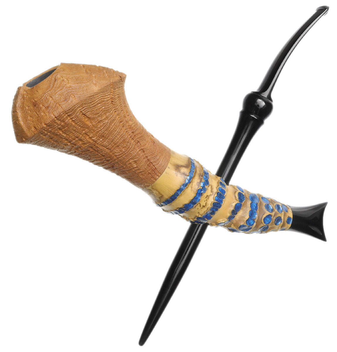 Jared Coles Sandblasted Little Maker with Bamboo and Epoxy (with Stand) | 10th Annual Global Pipe Making Exposition | Daily Reader