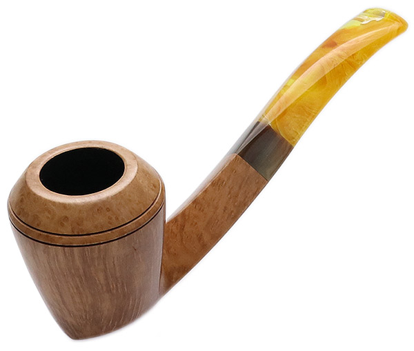 Manduela Smooth Natural Bent Bulldog with Horn and Amberoid
