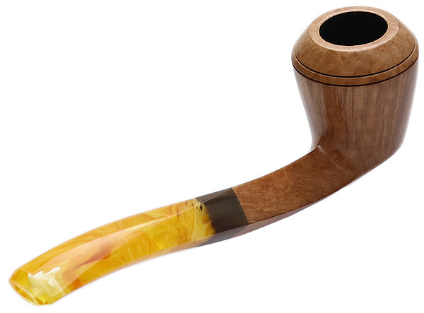Manduela Smooth Natural Bent Bulldog with Horn and Amberoid