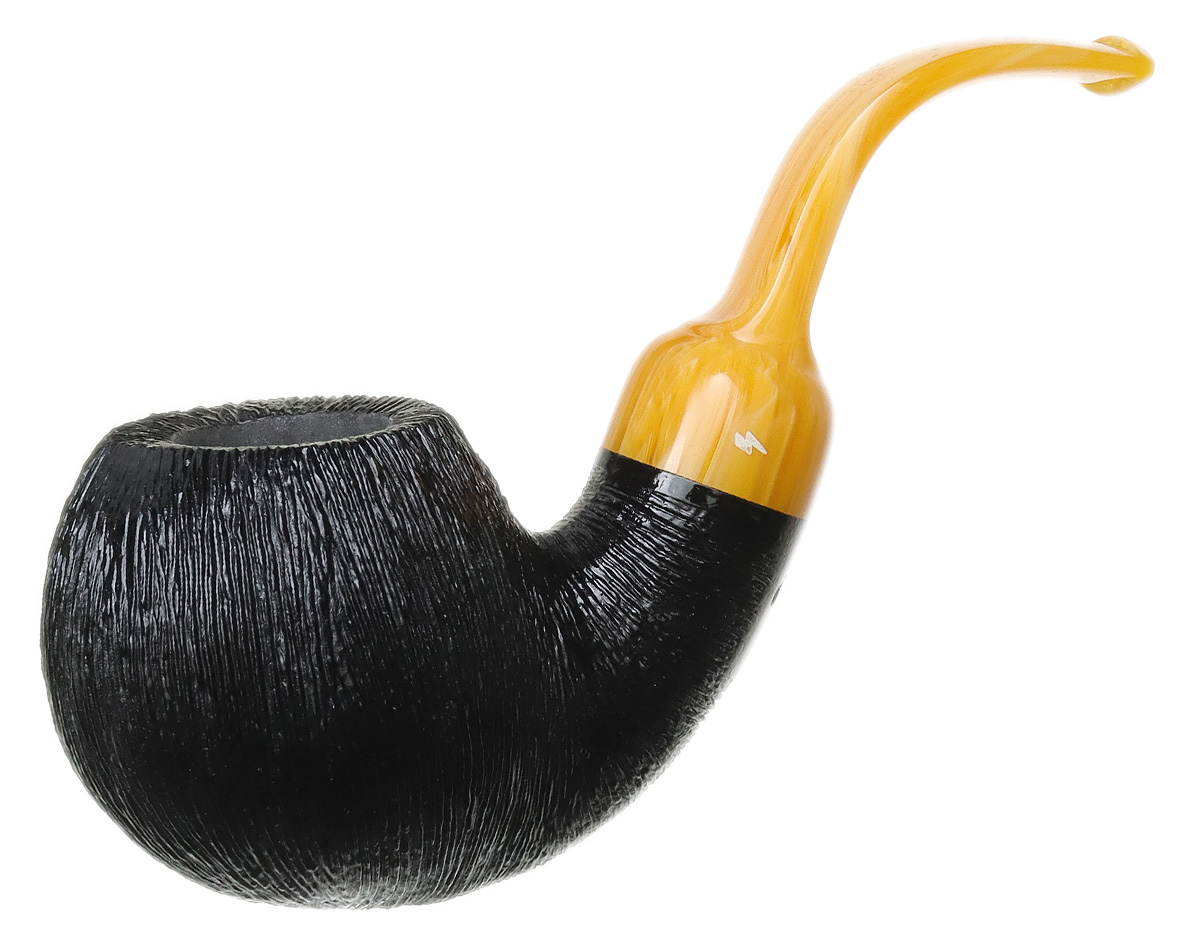 Moonshine Wire Rusticated Cannonball with Amber Stem