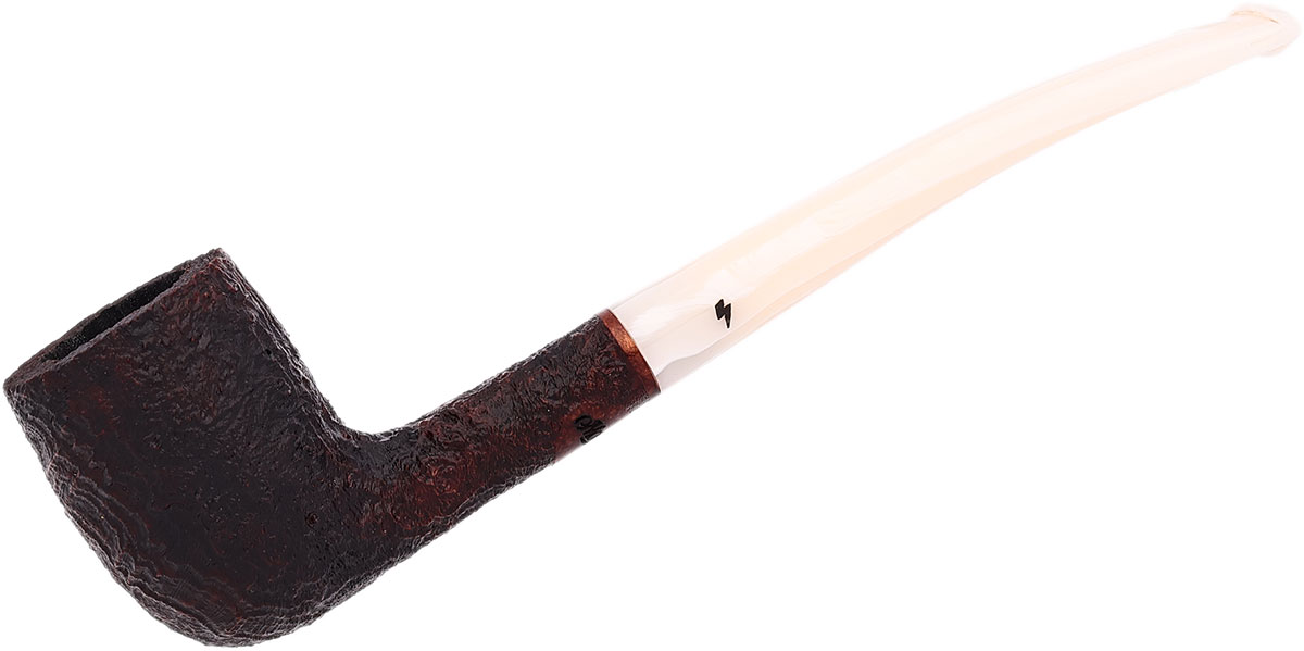 Leather Sandblasted Long Stem Hillbilly with White Stem 弯式撞球斗