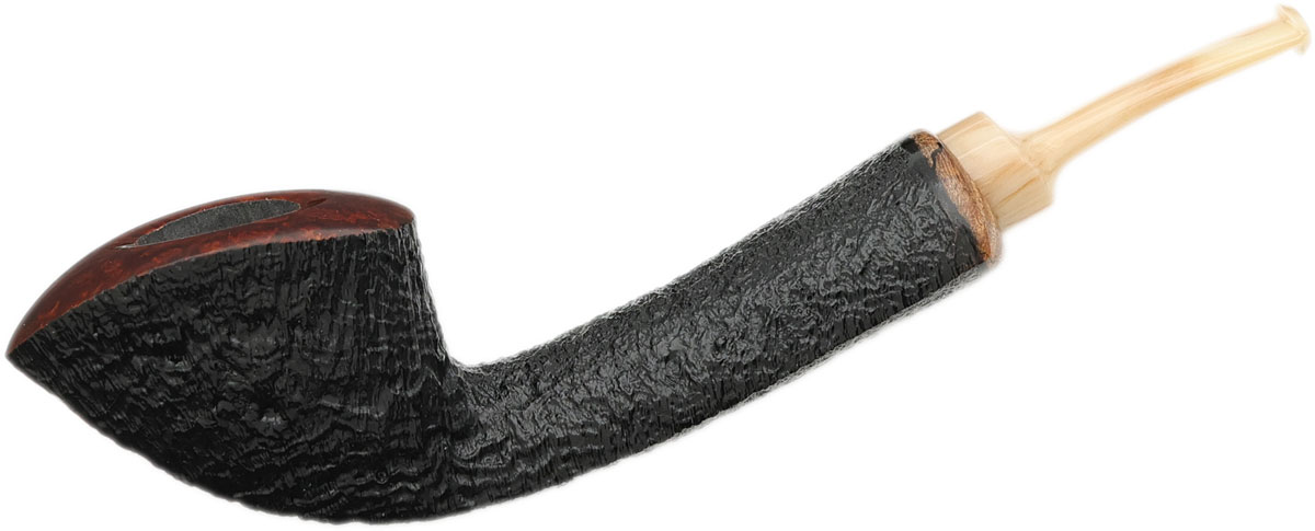 Micah Redmond Partially Sandblasted Freehand Bent Dublin with Spalted Maple Burl and Bakelite