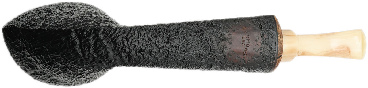 Micah Redmond Partially Sandblasted Freehand Bent Dublin with Spalted Maple Burl and Bakelite