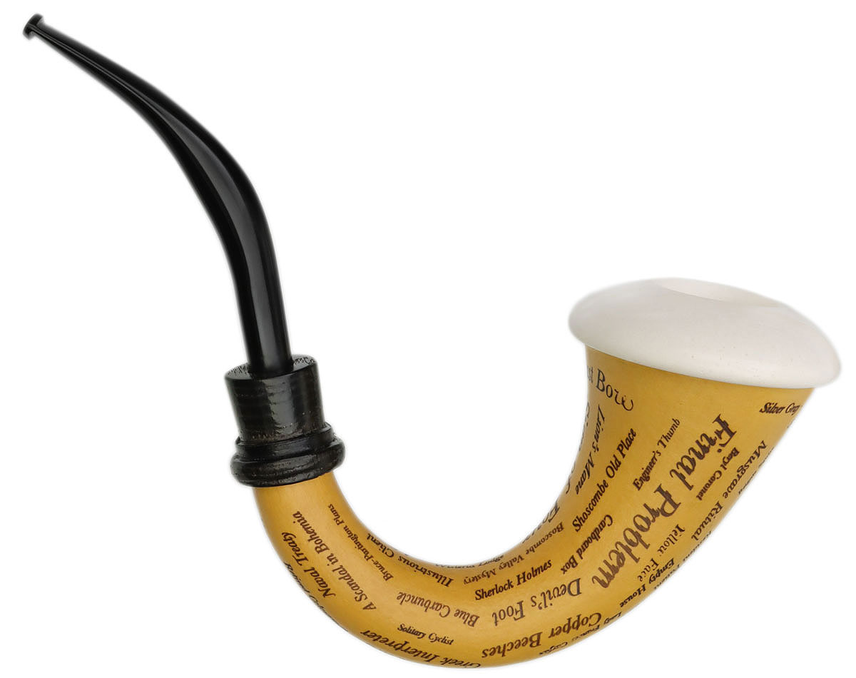 Silver Gray Sherlock Holmes Gourd Calabash with Meerschaum and Morta (with Tamper)