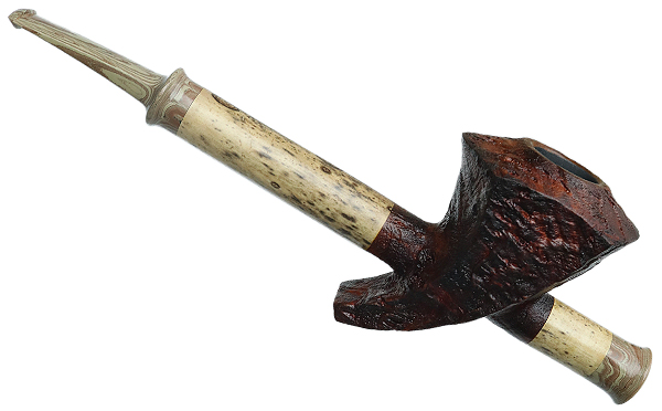 Ryan Alden Sandblasted Madrone Burl Tomahawk Cavalier with River Cane (Ace of Spades)
