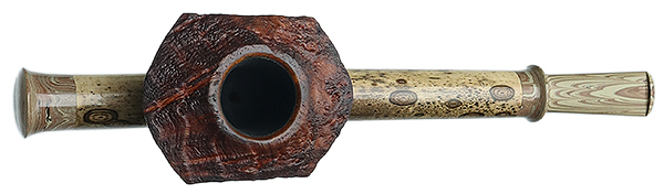 Ryan Alden Sandblasted Madrone Burl Tomahawk Cavalier with River Cane (Ace of Spades)