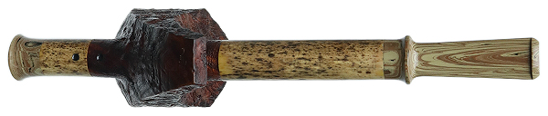 Ryan Alden Sandblasted Madrone Burl Tomahawk Cavalier with River Cane (Ace of Spades)