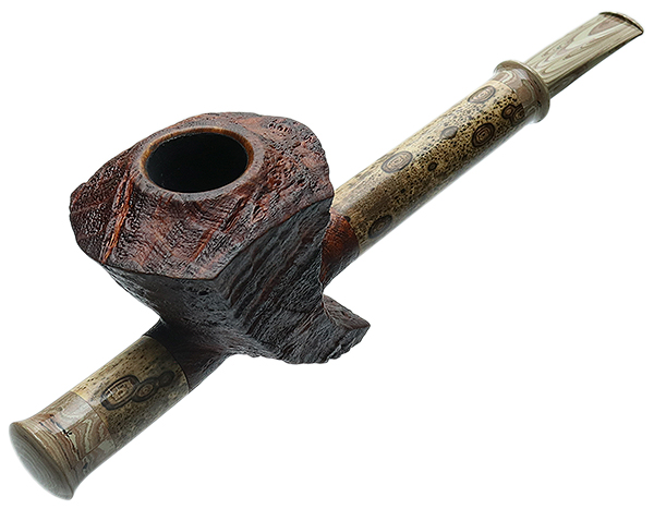 Ryan Alden Sandblasted Madrone Burl Tomahawk Cavalier with River Cane (Ace of Spades)