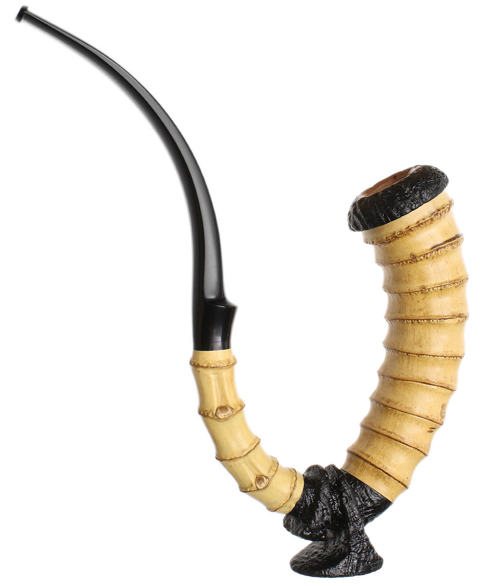 Ryan Alden Scorpion Tail Calabash with Bamboo, Meerschaum, and Spalted Pecan (Double Ace of Spades) (with Stand)