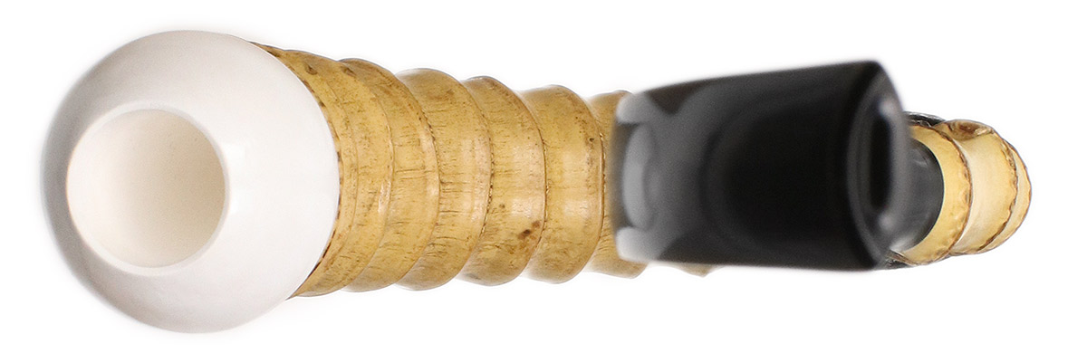 Ryan Alden Scorpion Tail Calabash with Bamboo, Meerschaum, and Spalted Pecan (Double Ace of Spades) (with Stand)