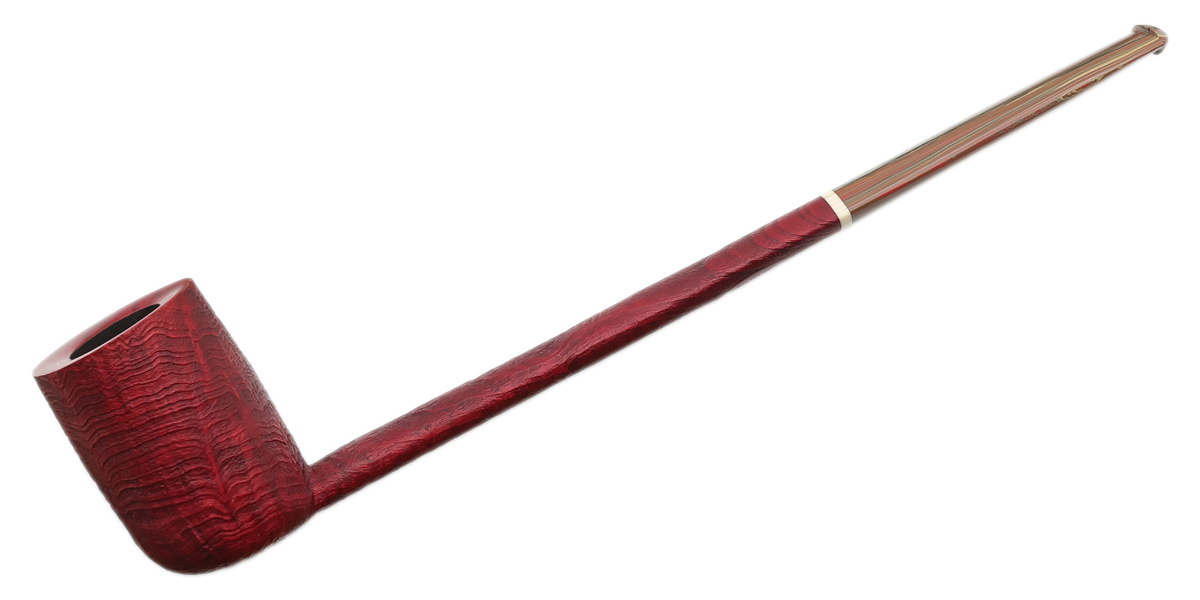 Scottie Piersel Sandblasted Strawberry Wood Magnum Oval Shank Billiard with Ivorite