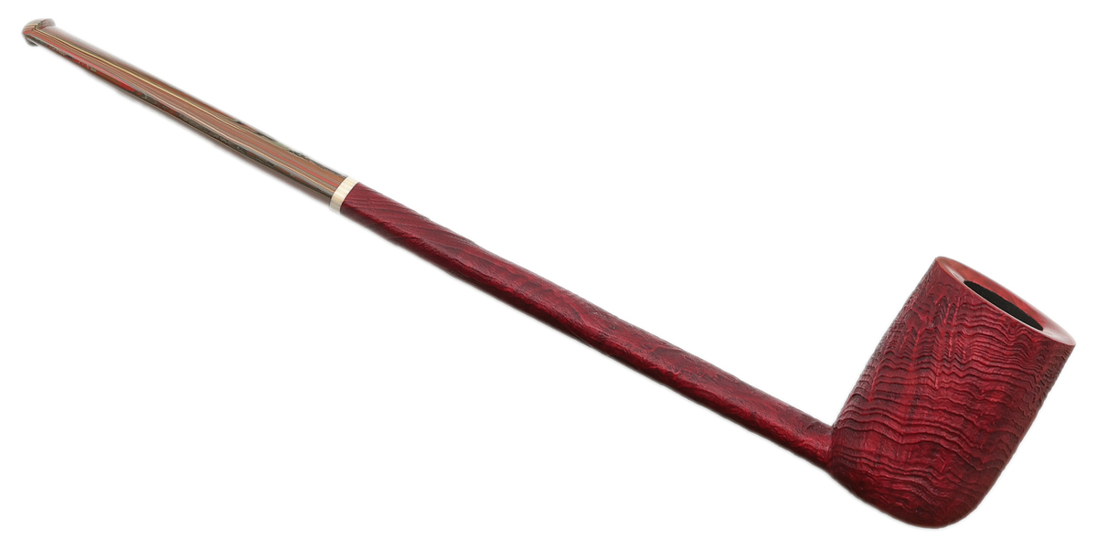 Scottie Piersel Sandblasted Strawberry Wood Magnum Oval Shank Billiard with Ivorite