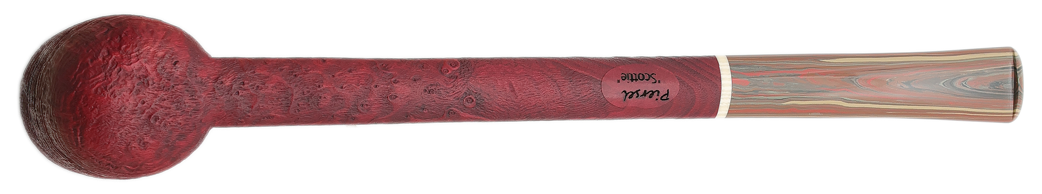 Scottie Piersel Sandblasted Strawberry Wood Magnum Oval Shank Billiard with Ivorite