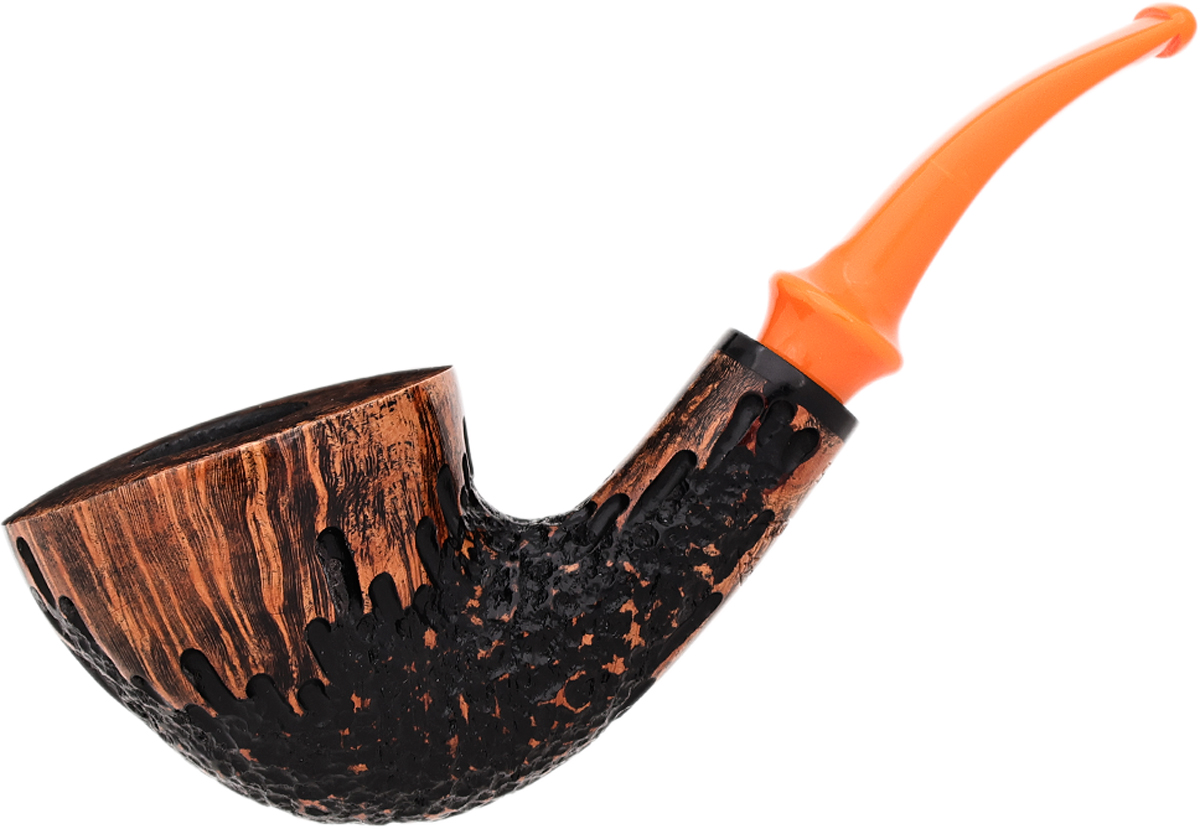 Erik Stokkebye 4th Generation Pipe of the Year 2025 Black Grain Partially Rusticated (C)